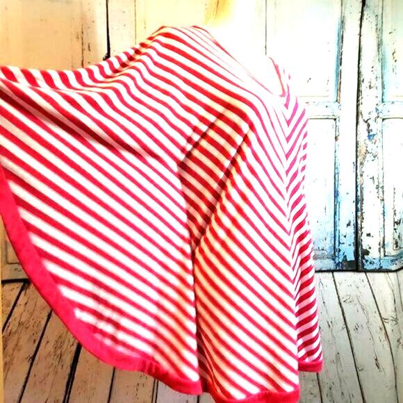 Kaktus Hot Pink & White Striped Poncho Style Top Size S NEW w/ Tags Boho Artsy - Picture 9 of 12